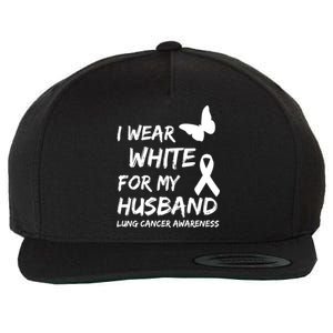 I Wear White For My Husband Lung Cancer Awareness Ribbon Meaningful Gift Wool Snapback Cap