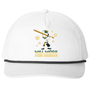 I Will Work For Robux Funny Gamer Snapback Five-Panel Rope Hat