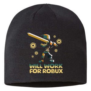 I Will Work For Robux Funny Gamer Sustainable Beanie