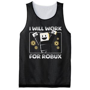 I Will Work For Robux Funny Gamer Mesh Reversible Basketball Jersey Tank