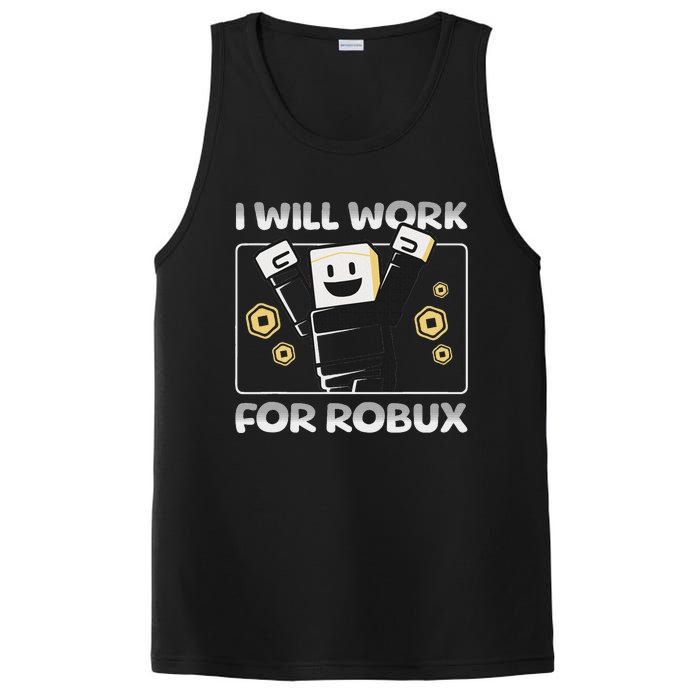 I Will Work For Robux Funny Gamer PosiCharge Competitor Tank