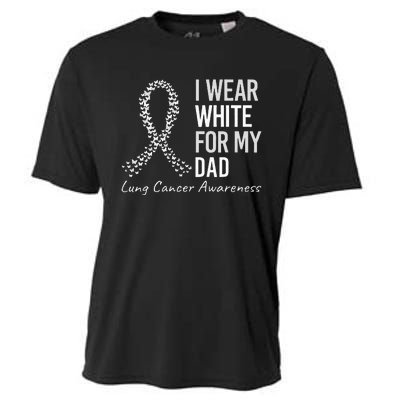 I Wear White For My Dad Lung Cancer Awareness White Ribbon Cooling Performance Crew T-Shirt