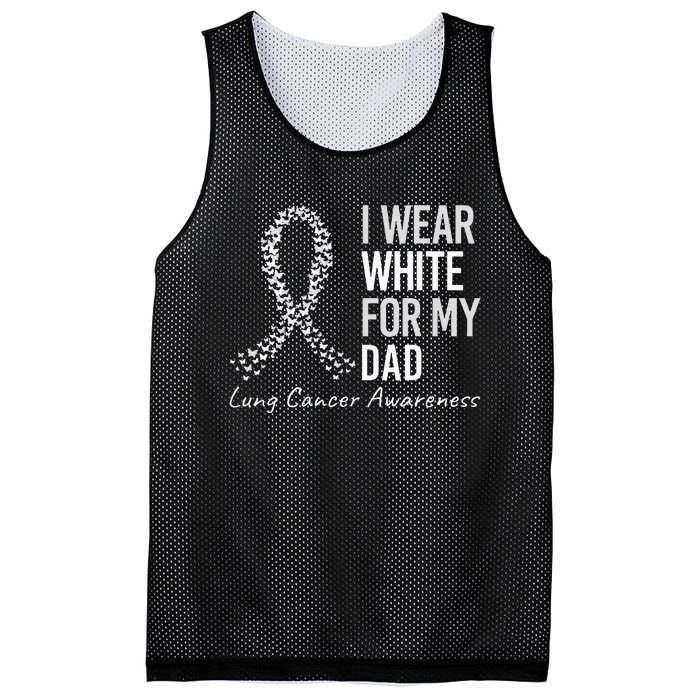 I Wear White For My Dad Lung Cancer Awareness White Ribbon Mesh Reversible Basketball Jersey Tank