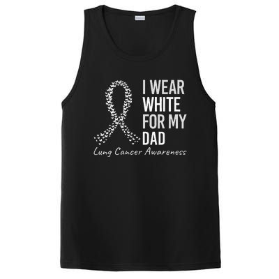 I Wear White For My Dad Lung Cancer Awareness White Ribbon PosiCharge Competitor Tank