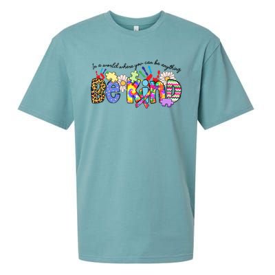 In World Where You Can Be Anything Be Kind Autism Awareness Gift Sueded Cloud Jersey T-Shirt