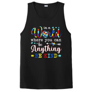 In World Where You Can Be Anything Be Kind Autism Awareness Gift PosiCharge Competitor Tank