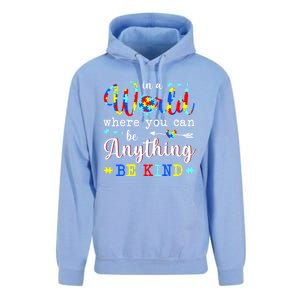 In World Where You Can Be Anything Be Kind Autism Awareness Gift Unisex Surf Hoodie