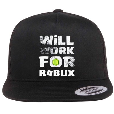 I Will Work For Robux Saying For The Blockchain And Token Flat Bill Trucker Hat