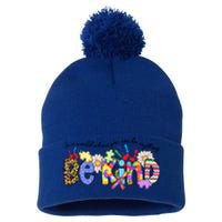 In World Where You Can Be Anything Be Kind Autism Awareness Gift Pom Pom 12in Knit Beanie