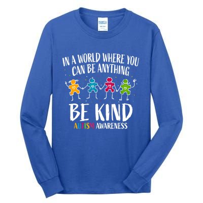 In World Where You Can Be Anything Be Kind Autism Awareness Gift Tall Long Sleeve T-Shirt