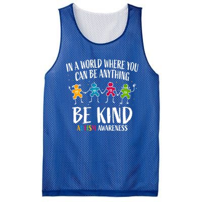 In World Where You Can Be Anything Be Kind Autism Awareness Gift Mesh Reversible Basketball Jersey Tank