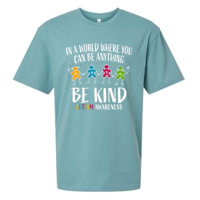 In World Where You Can Be Anything Be Kind Autism Awareness Gift Sueded Cloud Jersey T-Shirt