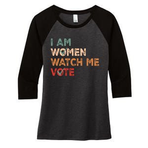 I Women Watch Me Vote Kamala Harris 2024 Women's Tri-Blend 3/4-Sleeve Raglan Shirt