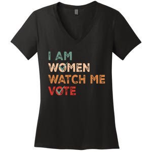 I Women Watch Me Vote Kamala Harris 2024 Women's V-Neck T-Shirt