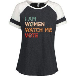 I Women Watch Me Vote Kamala Harris 2024 Enza Ladies Jersey Colorblock Tee