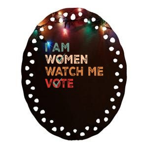 I Women Watch Me Vote Kamala Harris 2024 Ceramic Oval Ornament