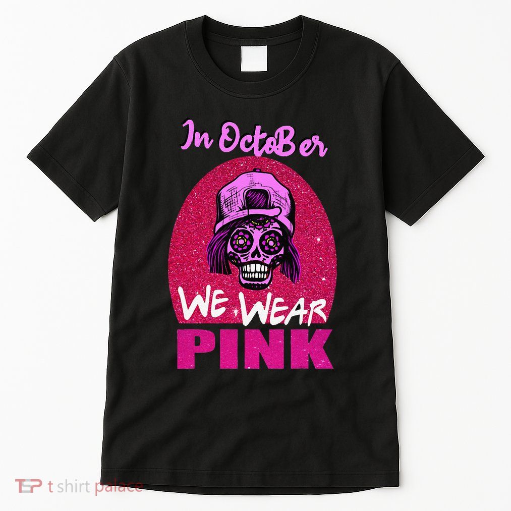 Inoctober We Wear Pin.K Halloween Skull Breast Cancer Outfit Tall T-Shirt