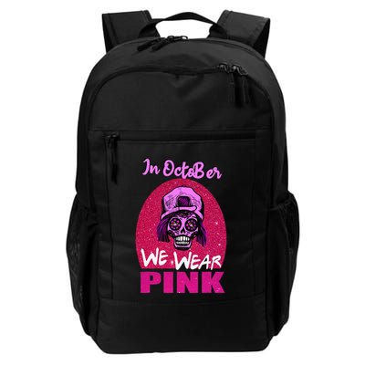 Inoctober We Wear Pin.K Halloween Skull Breast Cancer Outfit Backpack