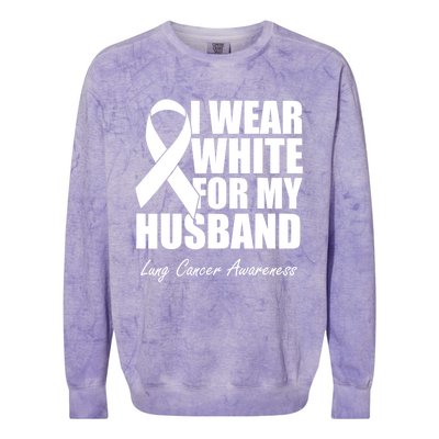 I Wear White For My Husband Lung Cancer Awareness Gift Colorblast Crewneck Sweatshirt