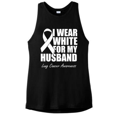 I Wear White For My Husband Lung Cancer Awareness Gift Ladies PosiCharge Tri-Blend Wicking Tank