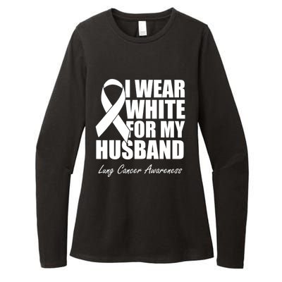 I Wear White For My Husband Lung Cancer Awareness Gift Womens CVC Long Sleeve Shirt