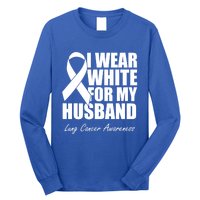 I Wear White For My Husband Lung Cancer Awareness Gift Long Sleeve Shirt