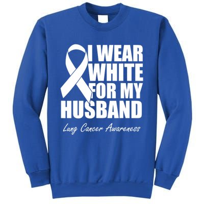 I Wear White For My Husband Lung Cancer Awareness Gift Sweatshirt