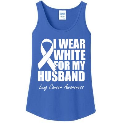 I Wear White For My Husband Lung Cancer Awareness Gift Ladies Essential Tank