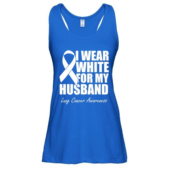 I Wear White For My Husband Lung Cancer Awareness Gift Ladies Essential Flowy Tank