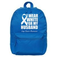 I Wear White For My Husband Lung Cancer Awareness Gift 16 in Basic Backpack