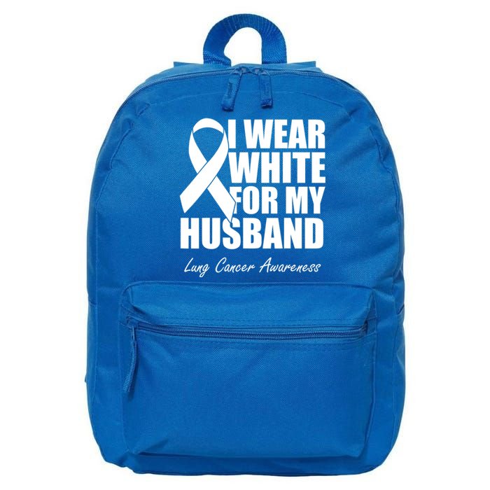 I Wear White For My Husband Lung Cancer Awareness Gift 16 in Basic Backpack