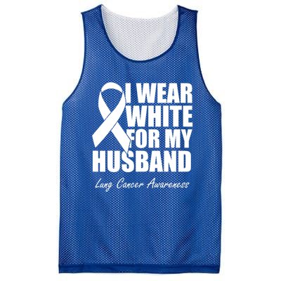 I Wear White For My Husband Lung Cancer Awareness Gift Mesh Reversible Basketball Jersey Tank