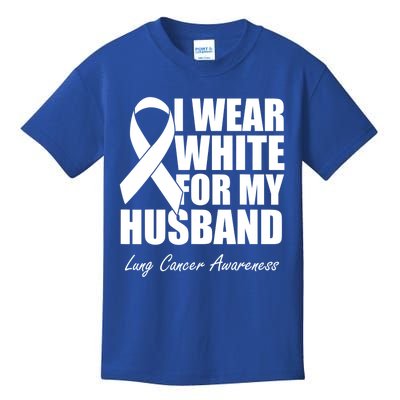 I Wear White For My Husband Lung Cancer Awareness Gift Kids T-Shirt