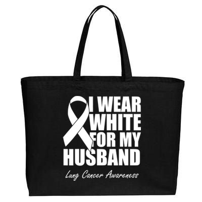 I Wear White For My Husband Lung Cancer Awareness Gift Cotton Canvas Jumbo Tote