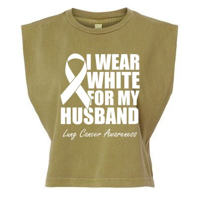 I Wear White For My Husband Lung Cancer Awareness Gift Garment-Dyed Women's Muscle Tee