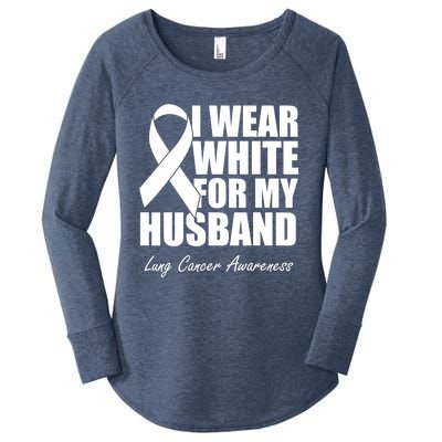 I Wear White For My Husband Lung Cancer Awareness Gift Women's Perfect Tri Tunic Long Sleeve Shirt