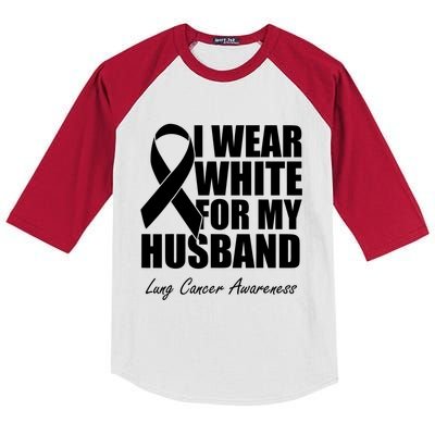 I Wear White For My Husband Lung Cancer Awareness Gift Kids Colorblock Raglan Jersey