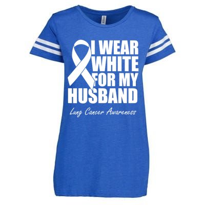 I Wear White For My Husband Lung Cancer Awareness Gift Enza Ladies Jersey Football T-Shirt