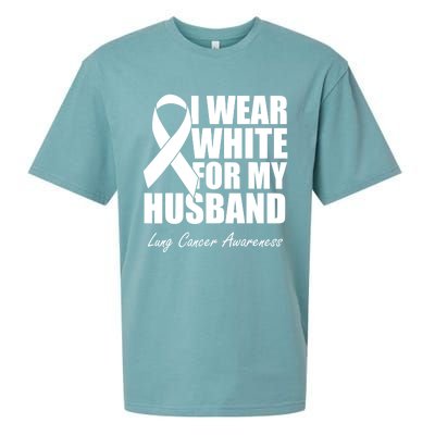 I Wear White For My Husband Lung Cancer Awareness Gift Sueded Cloud Jersey T-Shirt