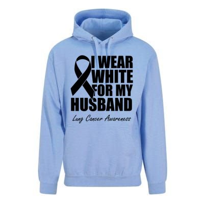 I Wear White For My Husband Lung Cancer Awareness Gift Unisex Surf Hoodie