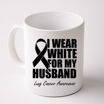 I Wear White For My Husband Lung Cancer Awareness Gift Coffee Mug