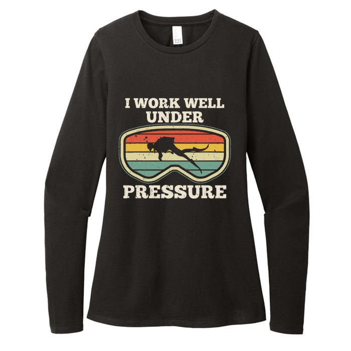 I Work Well Pressure Distressed Scuba Diving Diver Womens CVC Long Sleeve Shirt