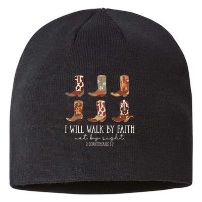 I Will Walk By Faith Not By Sight Cowboy Boots Jesus Christ Sustainable Beanie