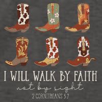 I Will Walk By Faith Not By Sight Cowboy Boots Jesus Christ Vector Backpack