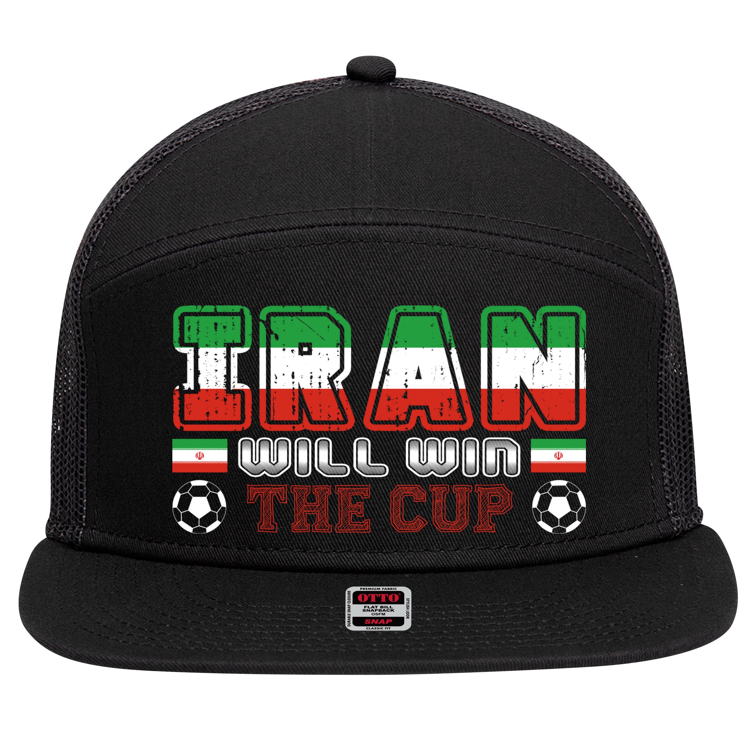 Iran Will Win The Cup IranIran 7 Panel Mesh Trucker Snapback Hat