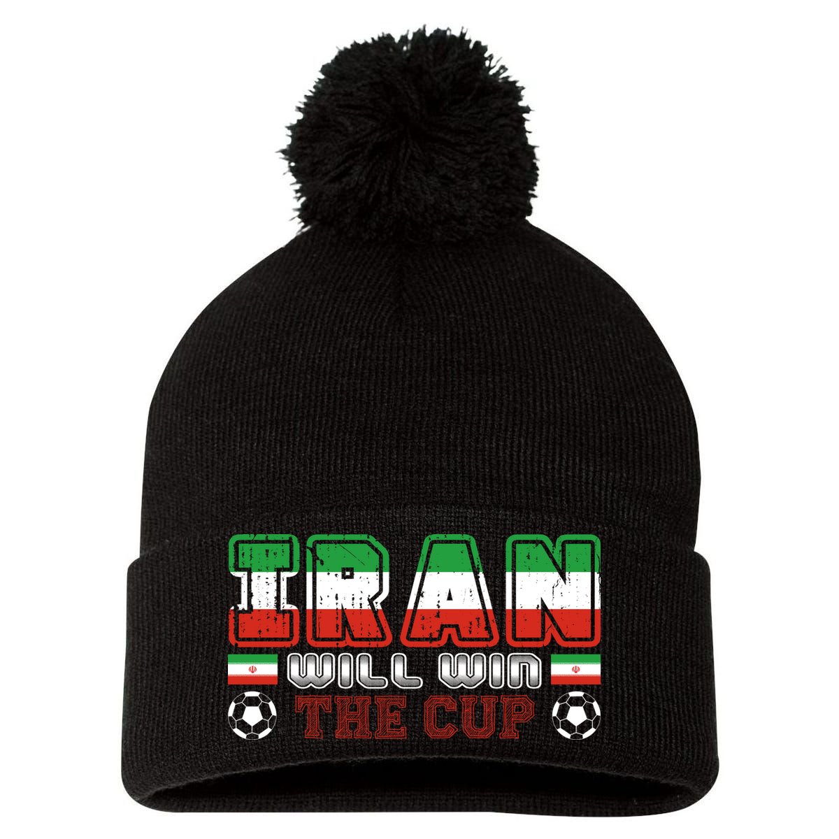 Iran Will Win The Cup IranIran Pom Pom 12in Knit Beanie