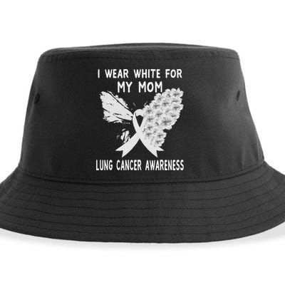 I Wear White Ribbon Lung Cancer Awareness Product Mom Sustainable Bucket Hat