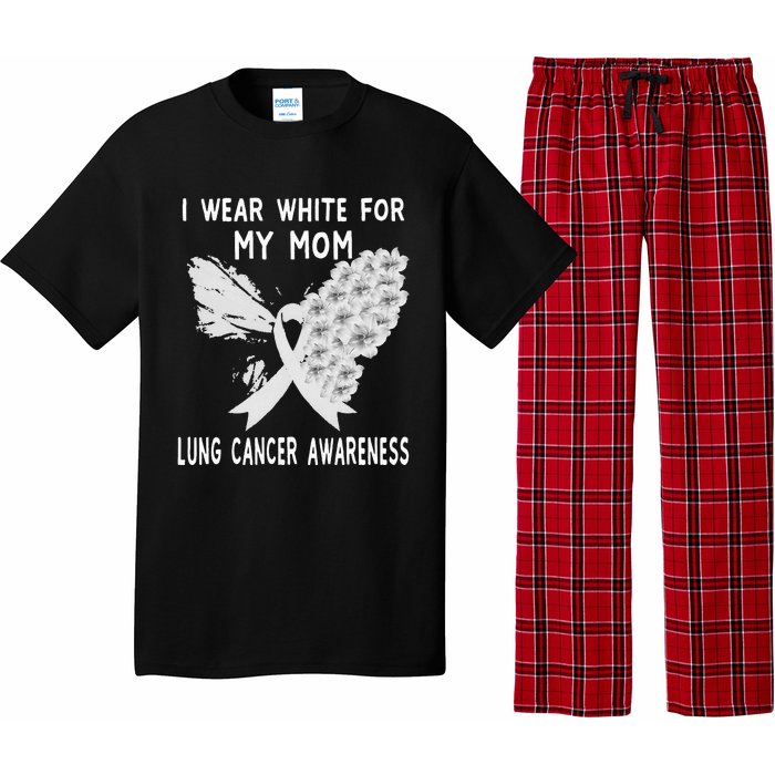 I Wear White Ribbon Lung Cancer Awareness Product Mom Pajama Set