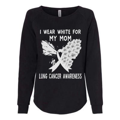 I Wear White Ribbon Lung Cancer Awareness Product Mom Womens California Wash Sweatshirt