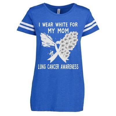 I Wear White Ribbon Lung Cancer Awareness Product Mom Enza Ladies Jersey Football T-Shirt